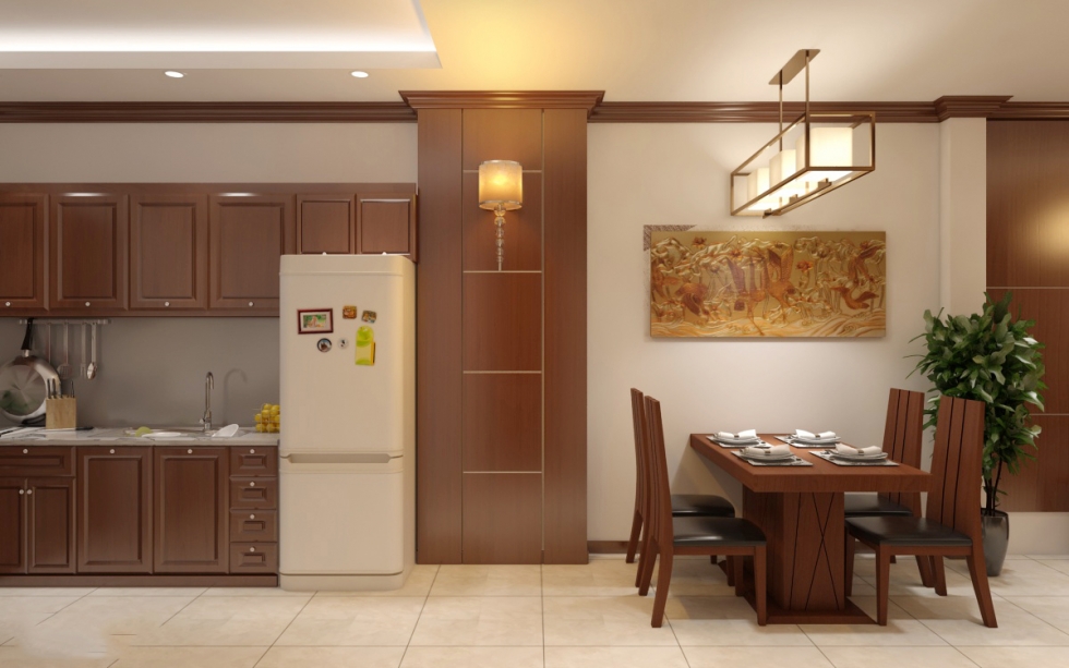 Thiết kế bàn ăn nhà phố 5x20